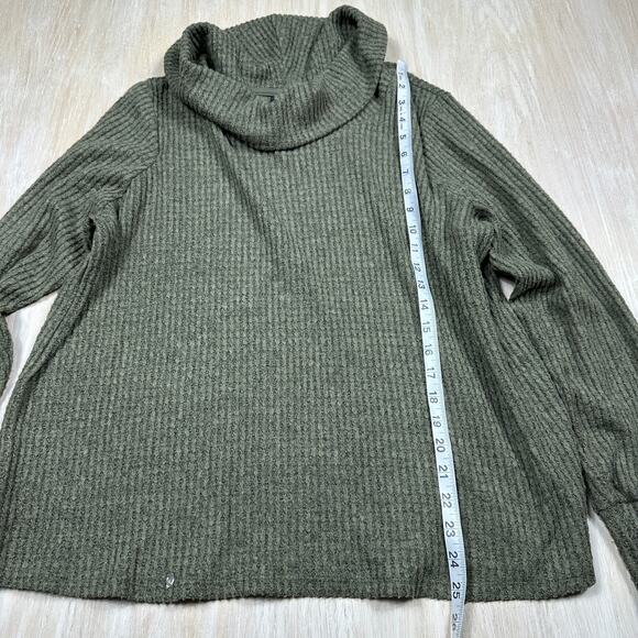 Torrid Green Ribbed Knit Cowl Neck Pullover Long Sleeve Cozy Sweatshirt 1X - Picture 6 of 13